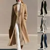 Moda Femenina Transfronteriza 2026 Abrigo Extra Largo Europeo y Americano con Abertura Trasera, Abrigo de Lana, Gabardina Elegante, Sitio Web Independiente