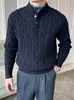 Clássico Design Dois em Um Outono/Inverno Camada Dupla Gola Meia-Alta Textura Torcida Aconchegante e Espesso Suéter de Tricô para Homens