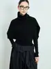 Bufanda Chal de Punto Retro Marrón para Mujer Invierno Cuello Alto Jersey Capa con Bufanda Cálida de Abrigo de Gama Alta