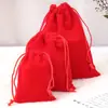 Bolsas de terciopelo con cordón, Empaques de regalo de terciopelo, Bolsas con cordón para empaque de joyería, Bolsas de almacenamiento de felpa, Al por mayor en stock