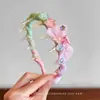 Diadema de flor con lazo para niños para arreglar flecos y cabello suelto, pinza para el cabello de corona alta para niñas, diadema que no aprieta la cabeza para niñas pequeñas