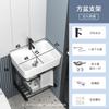 Lavabo de acero inoxidable negro con soporte para lavabo de pared, lavabo para balcón, lavabo para apartamento pequeño.