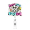Suministro Directo Transfronterizo de Clips Retráctiles para Insignias Fáciles de Tirar, Portainsignias Giratorios de Acrílico con Purpurina, Portatarjetas de Identificación de Calaveras al por Mayor