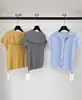 Camiseta de Punto Manga Corta Color Sólido Versátil Estilo Coreano Tg Reductora de Edad Adelgazante Aspecto Cinta Cuello Azul Marino para Mujer Estilo Primavera 2026 26588