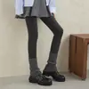 Zapatos de Cuero Estilo Británico Doble Botonadura Piel de Vaca Suela Gruesa Forro de Lana Jk Zapatos de Cuero 2026 Tacón Medio Grueso Punta Redonda Piel Genuina Corte Profundo Zapatos Individuales para Mujer