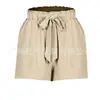 Pantalones Casuales Sueltos de Cordón Elástico Transfronterizos de Amazon Verano Venta Caliente Bolsillo de Algodón Lino Pantalones Cortos de Pierna Ancha para Mujer
