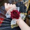 Diablo Lolita Lolita Encaje Guantes de Muñeca Manga de Mano rojo vino Rosa Manga de Vestido Flor de Muñeca