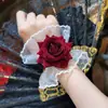 Pulseira Lolita Rosa Novo Estilo Pulseira de Flor Moda Estilo Gótico Acessórios de Flor de Rosa Fresca Pulseira de Renda