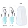 Conjunto de garfo e colher de aço inoxidável 316 com cabo curto de silicone para crianças, colher de desenho animado, conjunto de talheres de treinamento para bebês aprenderem a comer