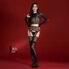 Medias de una pieza con encaje y portaligas, acabado brillante y sedoso, Medias negras sexys, Lencería para mujer, Calcetines hasta la rodilla con bloques de color