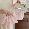 Conjunto Casual de Verano para Bebé Niña Estilo Coreano Elegante Falso Dos Piezas Camisola Shorts Moda Niña Linda Gato KT