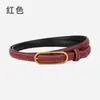 Cinto Fino Decorativo de Couro Genuíno de Alta Qualidade para Mulheres, Versátil para Calças Casuais, Ternos, Casacos, com Fivela Quadrada Dourada Vintage