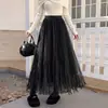 Falda de Gasa Plisada para Mujer 2026 Otoño Nueva Impresionante Súper Bonita Falda Midi Cintura Alta Adelgazante Fluida Línea A Falda Paraguas