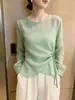 Top verde estilo francés para mujer, estilo de verano para ir al trabajo, con cintura de corbata para un efecto adelgazante, único, de alta gama, súper elegante y a la moda para 2026