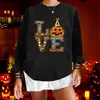 Comercio exterior nuevo suéter de cuello redondo de Halloween lindo top con estampado de calabaza ropa de mujer de comercio exterior cuello redondo europeo y americano