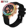 Reloj Ofns con Tres Esferas, Seis Manecillas, Calendario, Reloj de Pulsera de Cuarzo para Hombre, Resistente al Agua, Cronógrafo, Luminoso, Reloj de Mujer Colorido, Más Vendido en Amazon