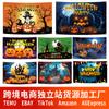 Cross-Border Novo Fundo de Halloween Pano Tema de Abóbora Bandeira Cena de Festival Fantasma Atmosfera de Terror Fundo Decorativo Bandeira Pendurada