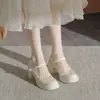 Zapatos Mary Jane Elegantes de Tacón Grueso con Perlas para Mujer, Otoño 2026 Nuevos Zapatos de Cuero Retro Francés Versátiles de Tacón Medio-Alto