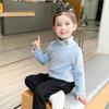 2022 Outono e Inverno Nova Moda Feminina Bordado Smiley Base Camisa Infantil Forro de Veludo Dourado Roupas Infantis Top