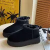 Botas de neve antiderrapantes com sola grossa para mulheres, novo modelo outono e inverno 2026, calce fácil, forradas com pelúcia, sapatos de algodão quentes