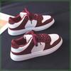 Zapatos de Comercio Exterior Transfronterizo, Zapatos de Piel Suave Genuina para Mujer, Tenis Blancos, Zapatos de Temporada de Primavera Más Vendidos, Zapatos Planos Casuales Versátiles Color Borgoña