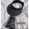 Verão Ins Guarda-sol Cola Preta Chapéu Estilo Coreano Vazio Top Protetor Solar Chapéu Internet Popular Mulheres Chapéu de Palha Moda Headband Chapéu de Sol