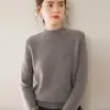 Suéter Feminino de Cashmere Gola Alta Meia Espesso Cor Sólida Simples Malha Solta Camada Base Suéter Cashmere Puro