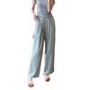 Pantalones Largos de Pierna Ancha Pequeña Cintura Alta Holgados Delgados de Pierna Recta Pantalones Casuales para Mujer Xia Xin K0611Z