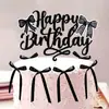 Nuevos Suministros de Decoración para Fiesta de Cumpleaños con Lazo Inserto para Pastel de Cumpleaños Lazo Negro Rosa Inserto para Pastel