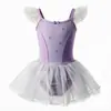 Vestido de práctica de baile para niñas con tirantes, pedrería de copo de nieve, falda de tutú de malla, vestido de ballet para actuación escénica infantil