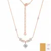 Collar de Plata de Ley S925 Moissanita Flor de Glicina Estrella Collar de Plata de Ley con Plumas de Ala de Corona Completa de Moissanita para Mujeres Venta al por mayor transfronteriza