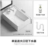 Lavabo Cerámico de Borde Delgado con Línea Guía de Agua para Apartamentos Pequeños, Adecuado para Baño o Balcón del Hogar, Lavabo de Encimera Cuadrado