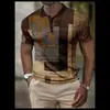 Estação Independente UE Transfronteiriça masculina novo POLO3D impressão digital casual de negócios manga curta gola lapela POLO