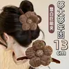 Presilha de Garra para Cabelo com Flor e Laço de Pelúcia para Mulheres, Presilha Grande para Cabelos Grossos, Acessório de Cabelo Tipo Presilha Tubarão