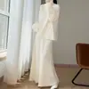 Vestido formal vermelho de lã pura com padrões florais de crochê, estilo chinês, de manga comprida, conjunto de 1,3 kg para mulheres, saia feita à mão para outono e inverno