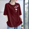 Camiseta de Manga Corta de Algodón Puro para Mujer, Corte de Hombro Normal, Nuevo Estilo Verano 2026, Corte Holgado, Adelgazante, Estilo Tendencia Nacional, Tallas Grandes, Camiseta Moderna que Reduce la Edad