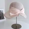 Sombrero de Pescador Ligero Estilo Francés con Patrón de Estrellas y Lazo para Mujer, Sombrero de Paja para Proteger del Sol en Verano, Sombrero de Sol para la Playa, Sombrero de Cubo de Moda