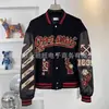 Abrigo de calle personalizado para hombre y mujer, nuevo abrigo tipo chaqueta de béisbol con patrón de diablo de dibujos animados, colaboración, primavera y otoño 2024