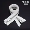 Cremallera YKK No. Cremallera doble de cobre blanco de 5 para ropa y bolsos, cremallera metálica de alta gama, en stock para venta al por mayor, cabeza de cremallera YKK