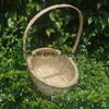 Cesta Vazada Tecida de Bambu Artesanal, Cesta Oval para Zongzi, Cesta Suspensa para Frutas, Cesta Tecida em Formato de Ovo
