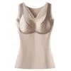 2027 Ropa interior térmica ligera para mujer con sujetador incorporado, sin costuras, tejido cepillado, control de abdomen, moldeadora, levantadora, modeladora del cuerpo y chaleco base de soporte