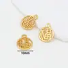 Colgante de Protección de Color Chapado en Oro de 14K con Círculo y Carácter de Fortuna Accesorio de Joyería Hecho a Mano DIY Colgante de Fortuna Dorado Pequeño Encanto D105