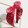 Faixa de cabeça larga estilo étnico mais vendida internacionalmente com estampa paisley tropical, faixa de cabeça de tecido em relevo, acessório de cabelo atacado