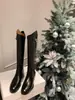 Versión de Piel de Vaca 2026 Hebilla Nueva Botas Largas Mujer Tacón Bajo Botas de Montar Piel Genuina Pantorrilla Ancha Tacón Grueso Pantorrilla Alta Botas de Montar