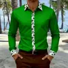 Camisa de Manga Larga con Cuello y Botones para Hombre, Estilo Casual Versátil de Moda, Estampado de Patrón 3D, Nuevo Estilo Europeo y Americano, Transfronteriza, 2026