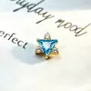 Pendientes de Aleación de Titanio F-136 Oro Zirconio Triangular Ráfaga de Estrellas G23 Titanio Rosca Interna Labio Studs Joyería para Piercings