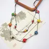 Colar de contas de cerâmica colorida Moda Retro Novo Estilo Chinês Personalidade Colar Longo Camada Dupla Colar Colar Avançado Atacado