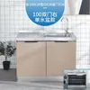 Gabinetes de Cocina de Acero Inoxidable con Estufa Integrada, Encimera Rústica, Modelo Económico de Alquiler, Gabinete Lateral Sencillo para Comedor Doméstico, Gabinete para Platos