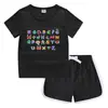 2023 Verão Infantil em torno do pescoço T-shirt hot pants coreano casual assentamento camisa absorvente de suor doces terno de camiseta infantil