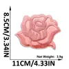 Patch de Bordado de Flor Rosa com Glitter Novo Estilo Patch Floral com Adesivo Termocolante para Decoração de Jaquetas, Sapatos e Malas